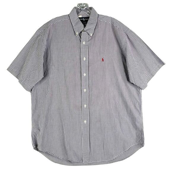 Polo Ralph Lauren Shirt Oxford Button Down Purple Plaid SS Size Large L Blake - Picture 2 of 10